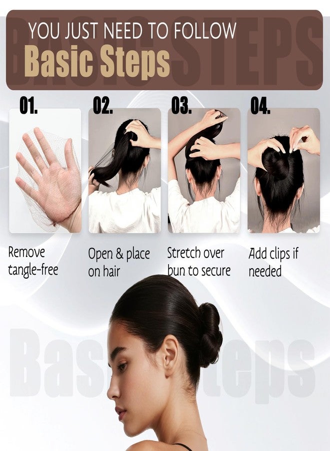 Smilco Hair Net Set: 300 Pieces 22-Inch Brown Nets, For Food Service, Bun Making, Ballet - Image 5